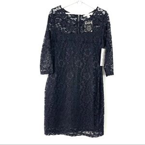 Boston Proper Navy Lace Sheath Dress